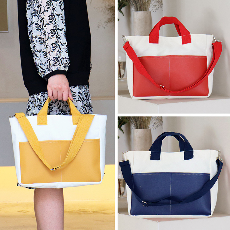 Wholesale Gift Shopping Handheld Canvas Bag with Colorful Canvas Print Fabric Pouch for Advertising Students