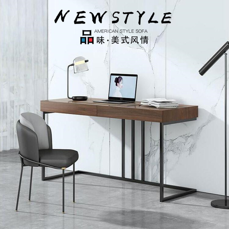 Walnut Color Desk Stainless Steel Desk Piano Paint Laptop Desk Creative Personalized Student Desk