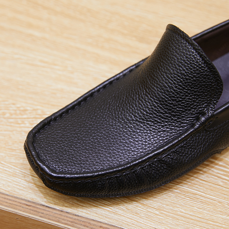 New single-layer leather bean shoes comfortable breathable flat men's leather shoes_voghion.com