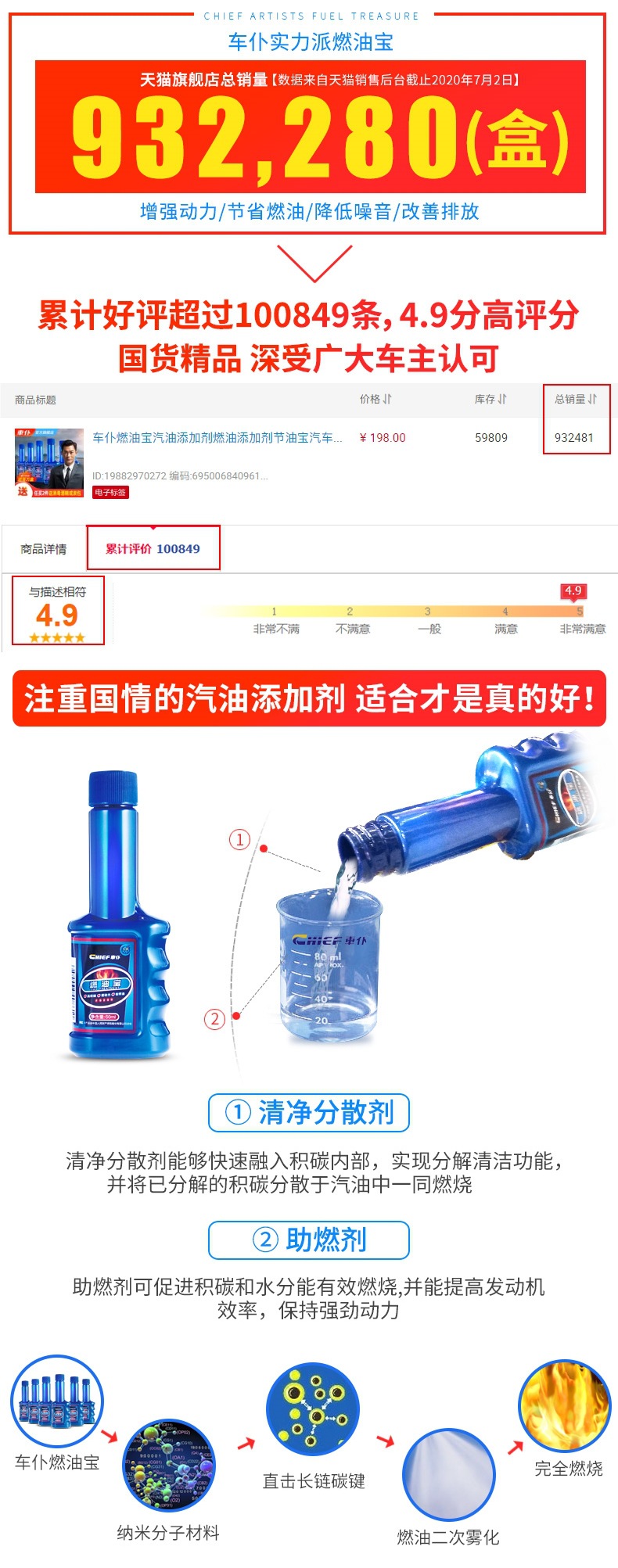 Car Fuel Treasure Gasoline Additive Three-Way Catalytic Carbon Deposit Remover Engine Cleaner Official Flagship Store Genuine Product