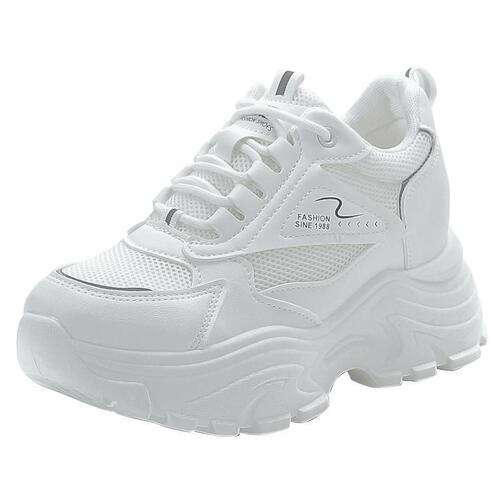 Soft Leather Dad Shoes for Women, Summer Versatile Inner Heel Lift for Petite Women, Mesh Surface Breathable Sports Shoes