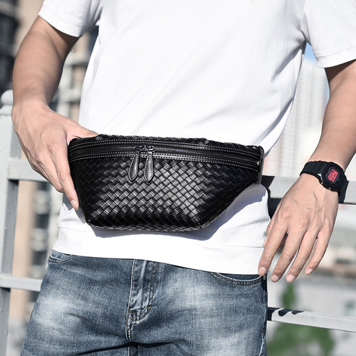 New Model Woven Pattern Men's Single Shoulder Crossbody Bag Large Capacity Backpack 6911