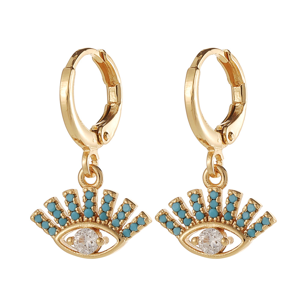 4g Weight Zircon Inlay Material Drop Earrings Classification Daily Occasion Copper Material Devil'S Eye, Moon, Fish Bone Pattern Women'S Gender Inlay Design Fashion Style Fashion Devil's Eye Moon Fish Bone Copper Drop Earrings Inlay Zircon Copper Earrings 8