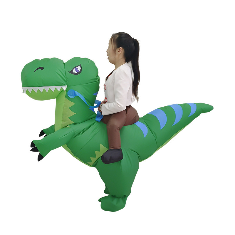 ホット販売子供の日ハロウィンハーフレングス乗馬恐竜乗り面白い衣装ティラノサウルストリケラトプスインフレータブルスーツ|undefined