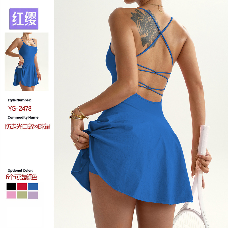 Muyao Foreign Trade Women's Yoga Wear Strap Tennis Skirt Fitness Sports Two-In-One Short Skirt Dress Muyao Foreign Trade Women's Yoga Wear Strap Tennis Skirt Fitness Sports Two-In-One Short Skirt Dress