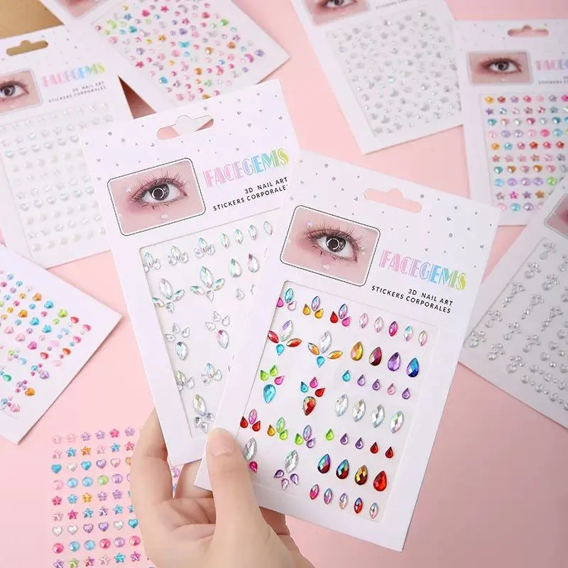 Wholesale Bright Diamond Face Jewelry Eye Makeup Colorful Tear Diamond Stickers Diamond Face Bridal Makeup Stage Performance Performance Shiny