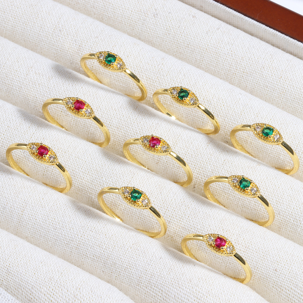 Brass Material Brass 18K Gold Plated Plating Inlay Solid Color Zircon Open Rings