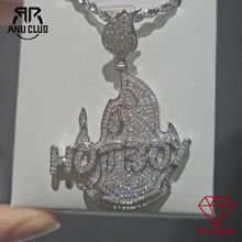 亚马逊跨境欧美新款嘻哈潮人字母吊坠铜满镶莫桑钻高级感男士项链