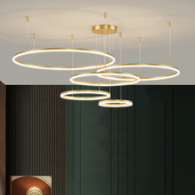中山工厂灯具批发吊灯2022年新款轻奢极简圆圈全屋灯餐厅灯客厅灯