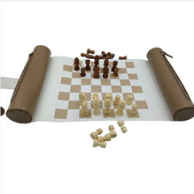 热销双轴皮革国际象棋 卷式双陆棋 益智休闲西洋棋盘亚克力棋子