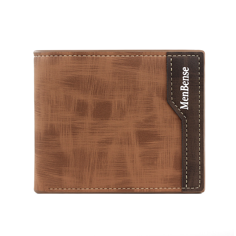 Nuevos hombres de la manera simple costura PU cartera corta cartera titular tarjeta monedero fábrica al por mayor