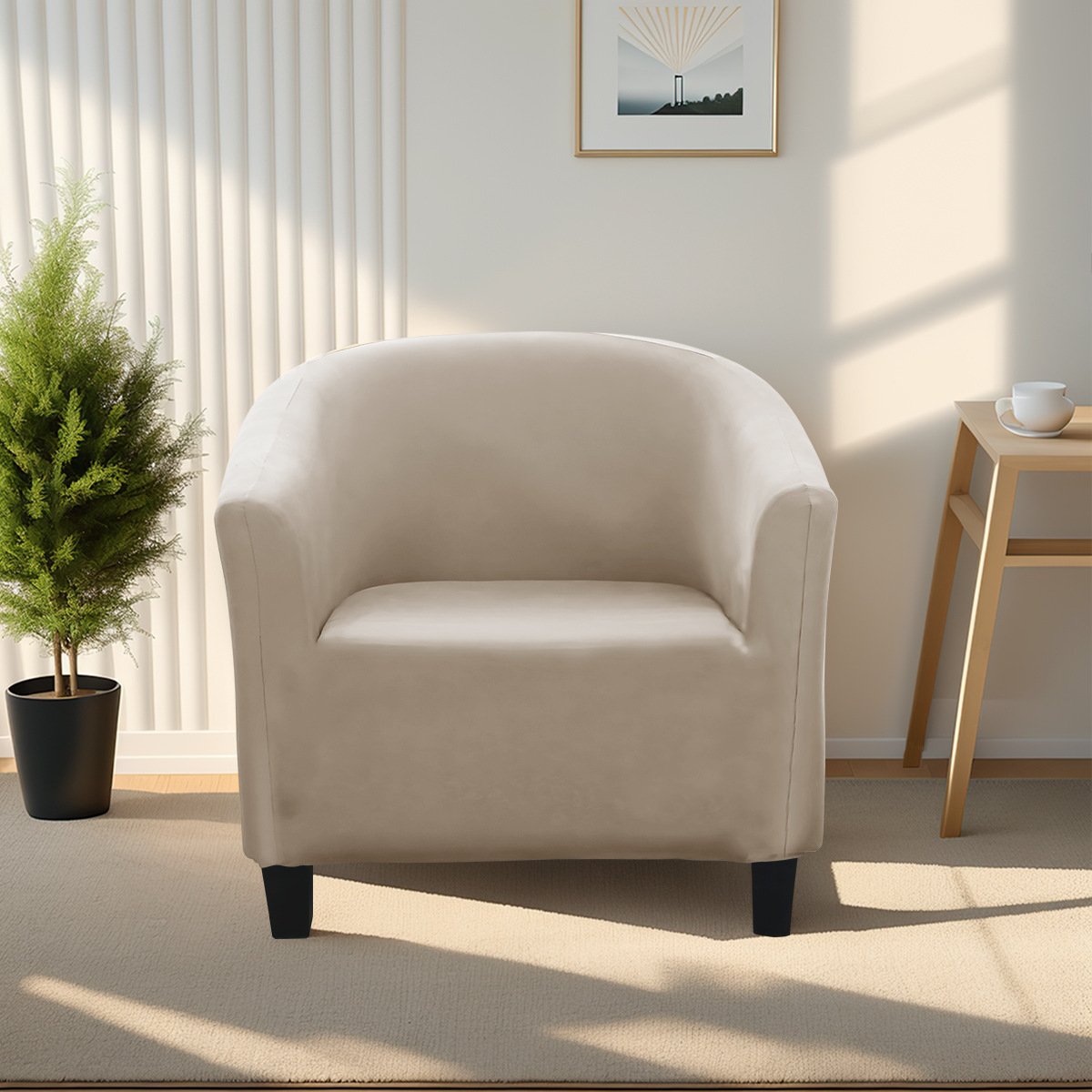 Funda de sofá impermeable elástica de seda de leche para bañera, color sólido, universal, para sofá individual, TEMU dropshipping