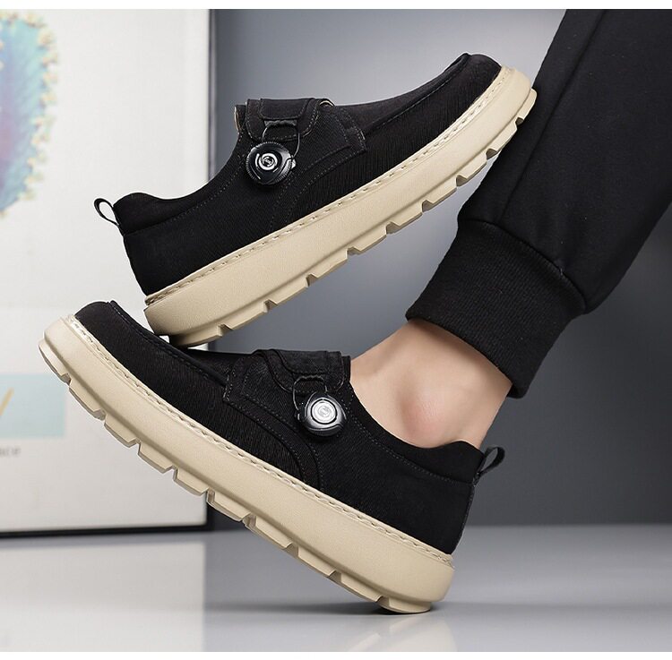 Giày thể thao nam sneaker lưới thoáng khí khóa xoay đế dày — Màu kaki, màu xám, màu đen chi tiết 19