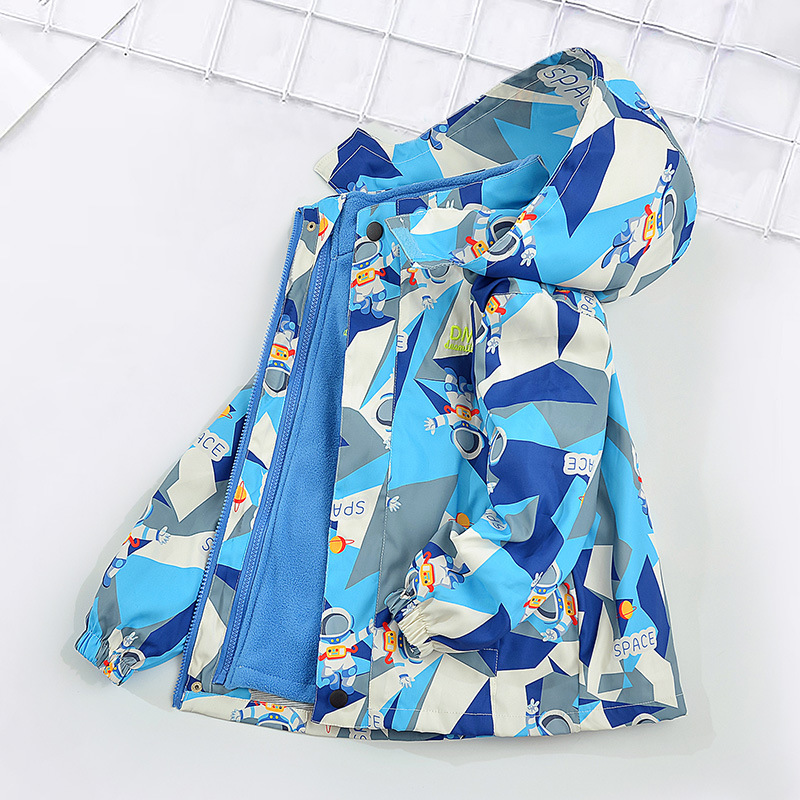 Boys' 3-in-1 Detachable Windproof Jacket, Fleece Outerwear for Medium and Large Children, Spring Outerwear