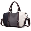 Cross border new pattern fashion Hit color Mosaic Canvas bag One shoulder Messenger Handbag capacity Travel bag System