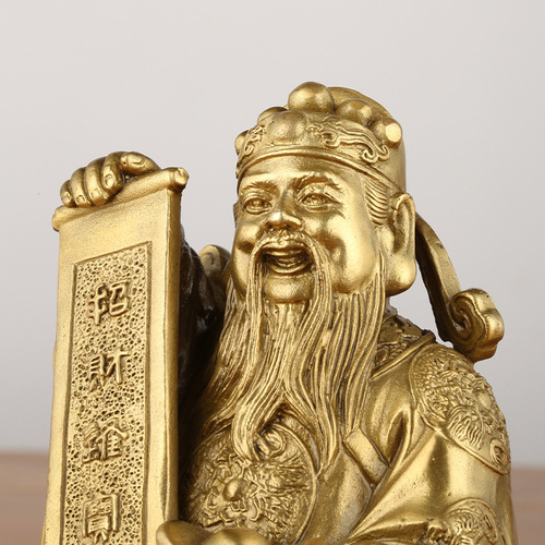 Wholesale station Yuanbao God of Wealth ornaments Buddha statues worship home shop brass opening God of Wealth brass