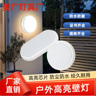 Led High-Brightness Moisture-Proof Lamp Oval Waterproof Lamp Balcony Corridor Bathroom Outdoor Rain-Proof and Moisture-Proof Wall Lamp 18W