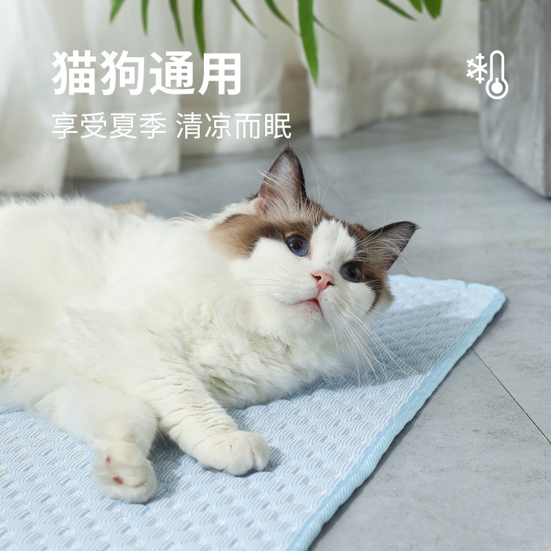 夏季寵物冰墊 狗狗冰絲涼蓆墊子 夏天降溫散熱狗窩貓窩冰豆寵物墊