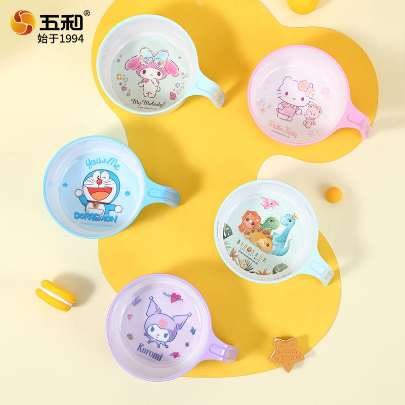 Wuhe Children's Bowl, Two-Color Single-Handle Bowl, Food-Grade Melamine Tableware, Cartoon Design, Shatter-Resistant, Anti-Scalding, Baby Food Bowl, Rice Bowl Wuhe Children's Bowl, Two-Color Single-Handle Bowl, Food-Grade Melamine Tableware, Cartoon Design, Shatter-Resistant, Anti-Scalding, Baby Food Bowl, Rice Bowl