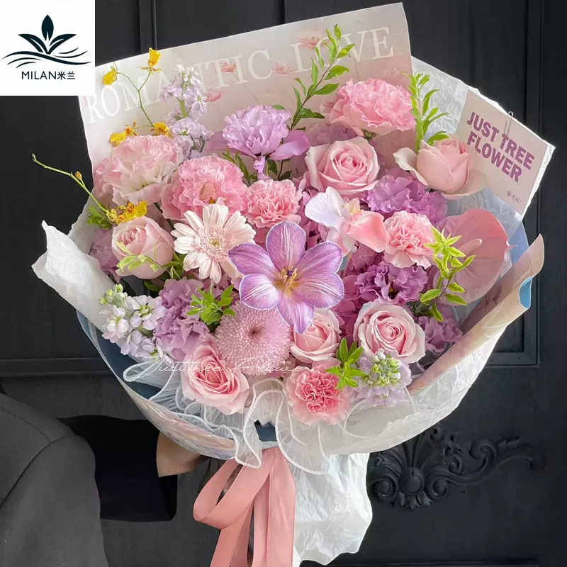 简约英文花束纸油画系列牛皮包花纸 鲜花包装纸花艺diy材料礼物纸