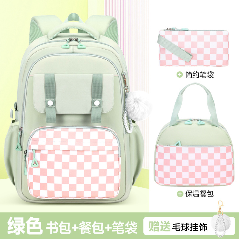 2025 nueva mochila escolar de escuela primaria a cuadros para niños 3-6 grados mochila ultraligera Oxford tela de gran capacidad para niñas