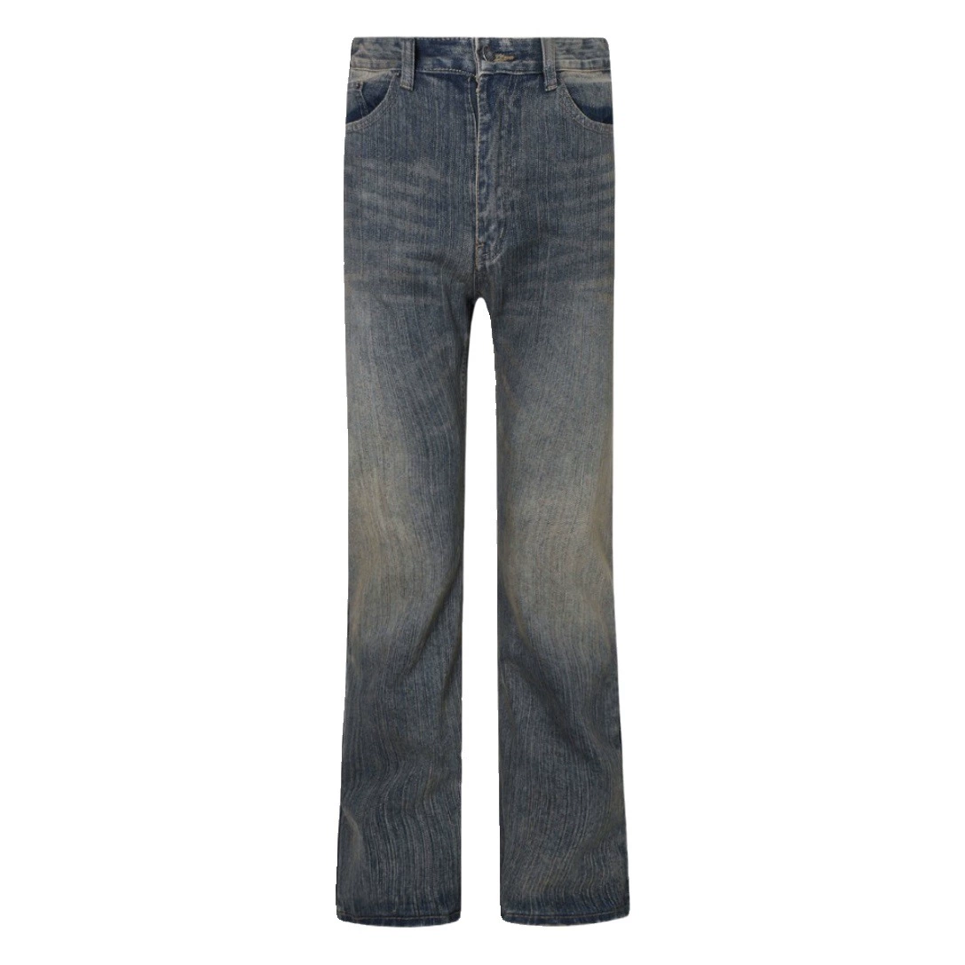 Просто нужно! Gao Ding Неделя моды с сапогом выстиранные потертые хлопковые грязевые окрашенные микро расклешенные джинсы