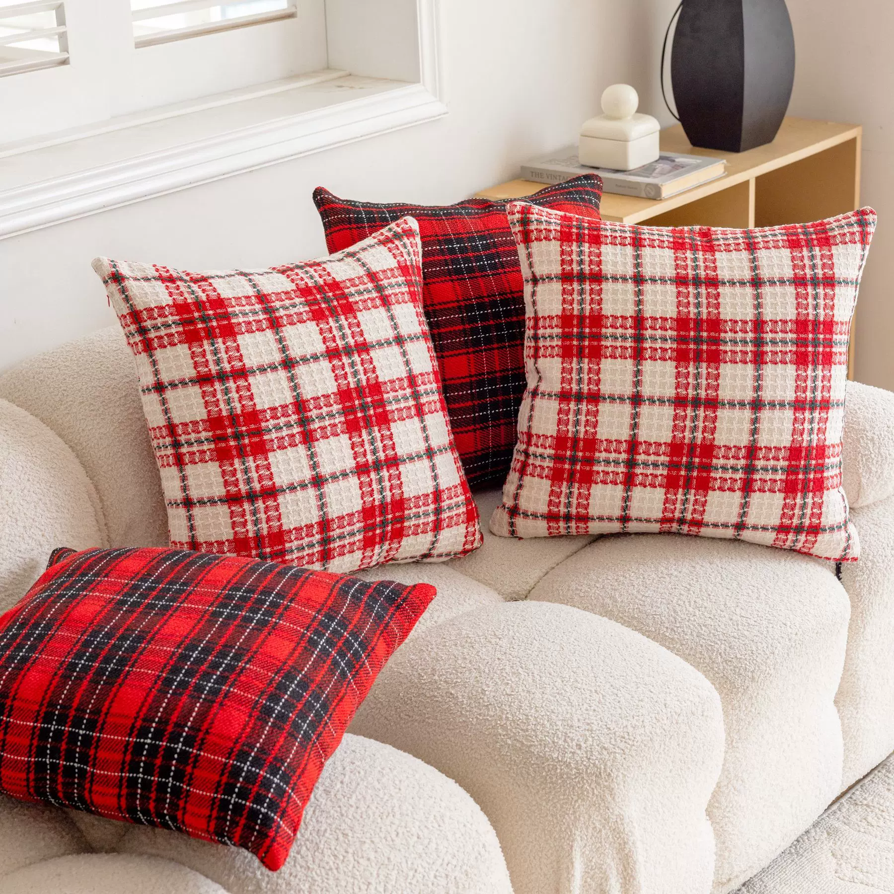 新款圣诞沙发抱枕套 亚马逊速卖通希音temu格子靠垫网红靠枕批发