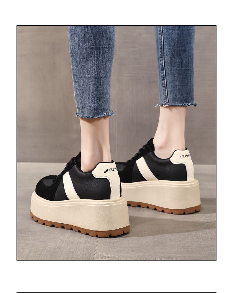 Giày thể thao nữ đế dày nâng chiều cao, sneaker chunky đế bánh mì mềm — màu đen chi tiết 16