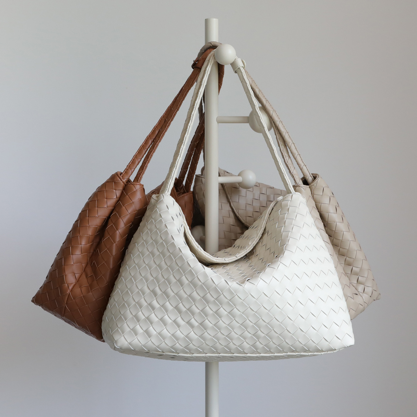 Niche Design Korean Style Lazy Woven Tote Bag for Commuting, Large Capacity Vintage Shoulder Handbag, Underarm Bag
