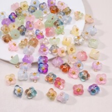 可爱玻璃胖桂花吊坠10mm 古风手工diy材料包装饰扣子纽扣配件批发
