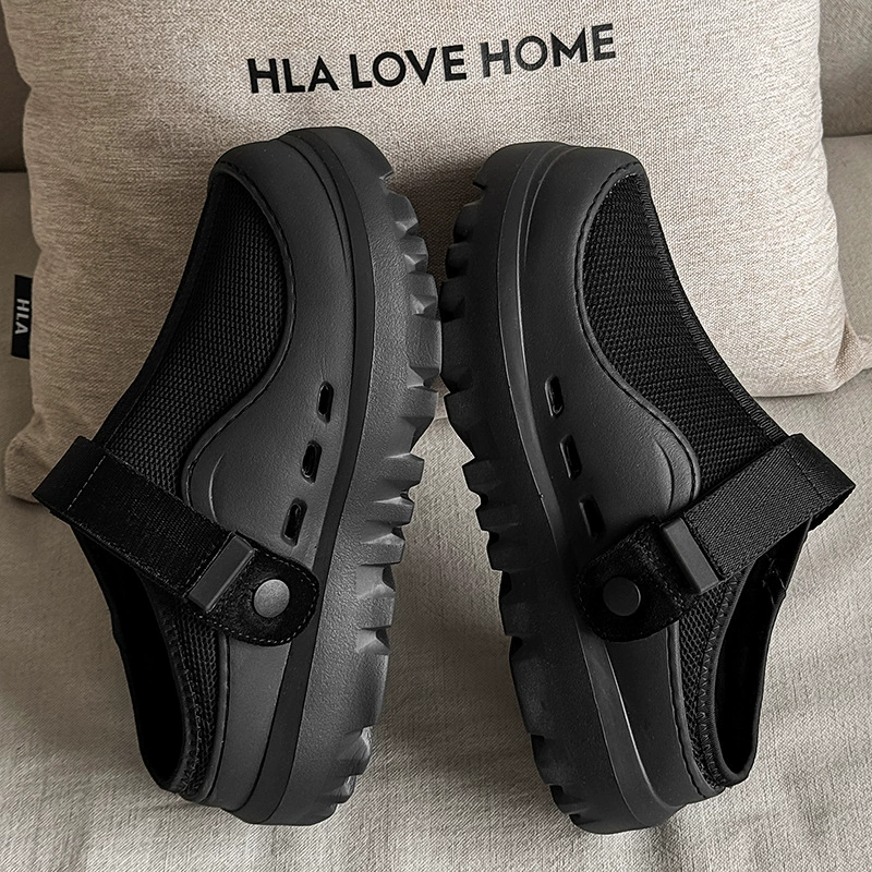 Летние новые пляжные шлепанцы для пар, высокая версия, 3813, на толстой подошве, с закрытым носком, полуслипоны.