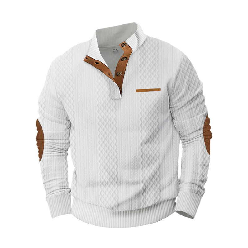 Men's Pullover Sweater Standing Neck Jacquard Knitted Outdoor_voghion.com