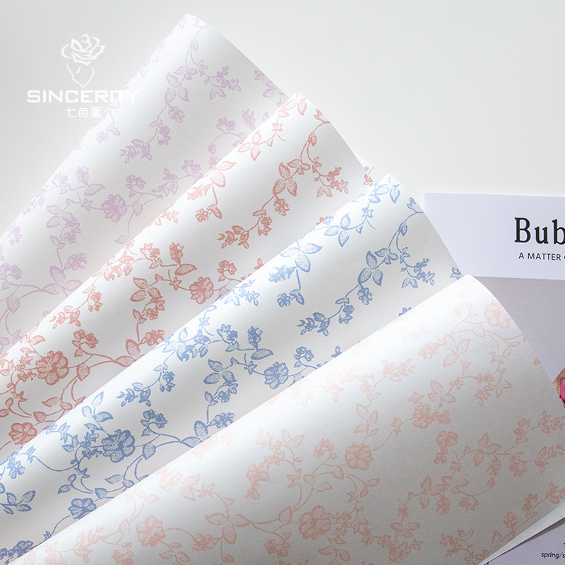 Papel de arte floral Papel kraft retro europeo Bolso floral Papel de flores Ramo de papel de regalo Pictorial Papel de arte Nostalgia