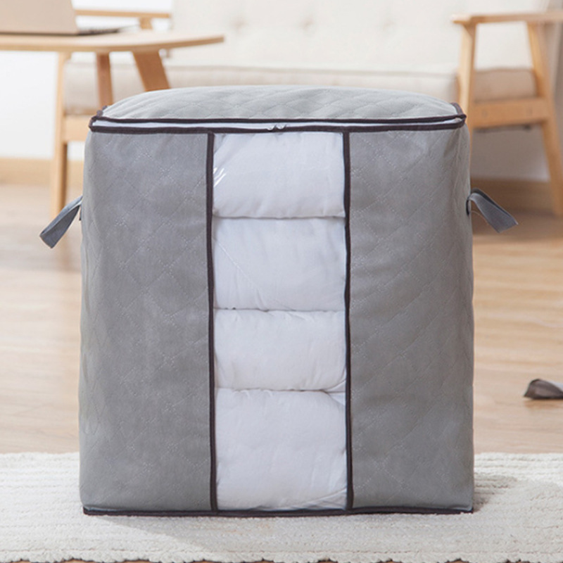 Bolsas de almacenamiento de mantas extragrandes Contenedores de almacenamiento de ropa transpirable para ropa de cama Sábana de almohada, gris, 2 paquetes