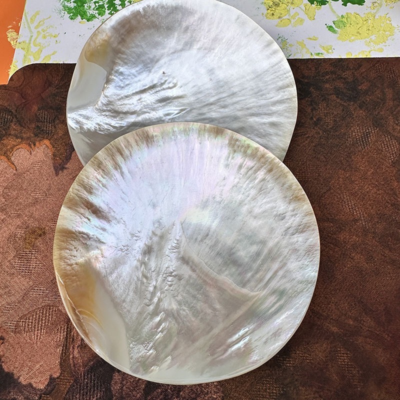天然貝製品工芸装飾黄皿貝皿キャビア皿レストラン調味皿置物撮影|undefined