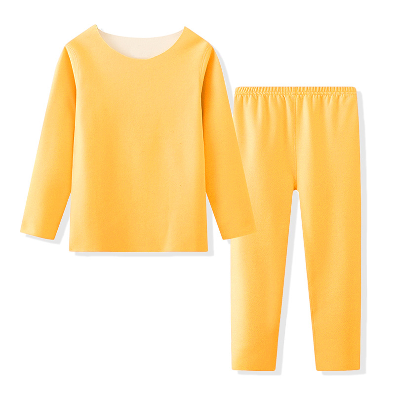 Conjunto de Ropa Interior Térmica para Niños Otoño-Invierno 2025, Color Sólido, Capa Base Básica, Calentamiento, Pantalones de Manga Larga, Pijama de Dos Piezas