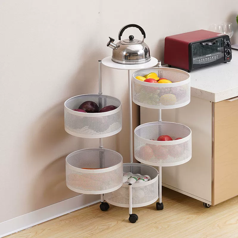 Multifunctional Rotating Storage Rack, Multi-Layer Basket Organizer with Wheels, 1–5 Layers