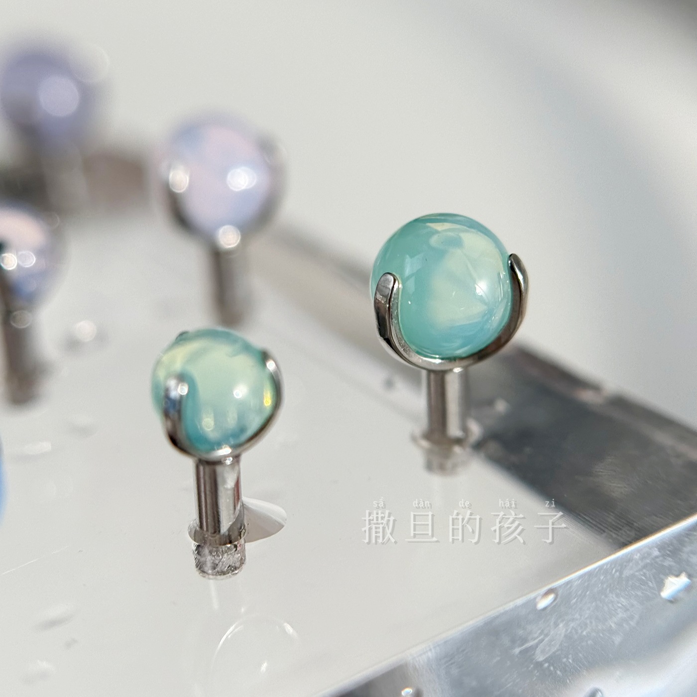 Labret piercing jewelry detail image