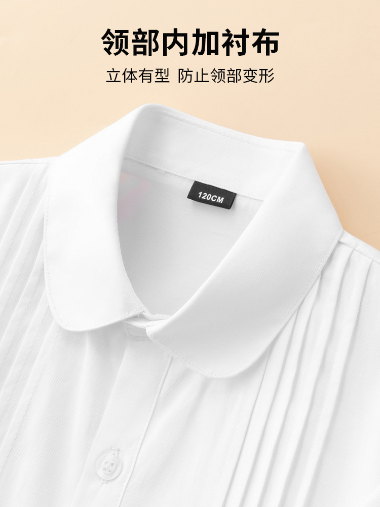 Camisa blanca de manga corta para niñas Camisa blanca de verano Escuela primaria y secundaria Jardín de infancia Uniforme escolar blanco Uniforme infantil