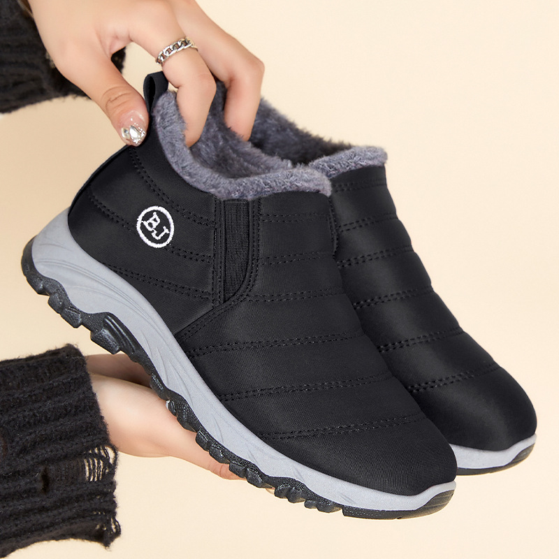Zapatos de algodón 2024 invierno nuevas botas de algodón un cabello de mediana edad botas gruesas pareja calentadas botas de nieve