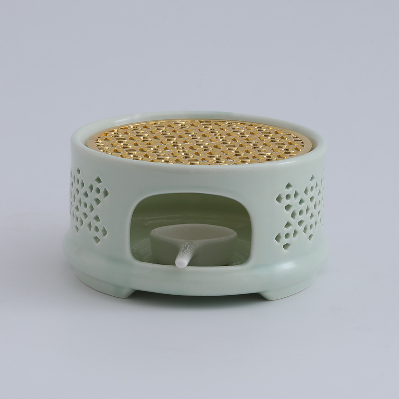 Calentador de té horno hueco temperatura de color estufa de té vela restaurante Hotel hogar aislamiento flor tetera estilo japonés calentador de té