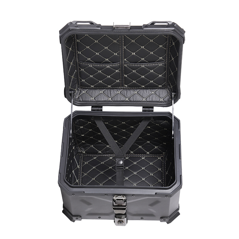 All Black Black Warrior Motorcycle Trunk Waterproof Quick Release Aluminum Alloy Tail Box 45L/55L/65L Storage Box