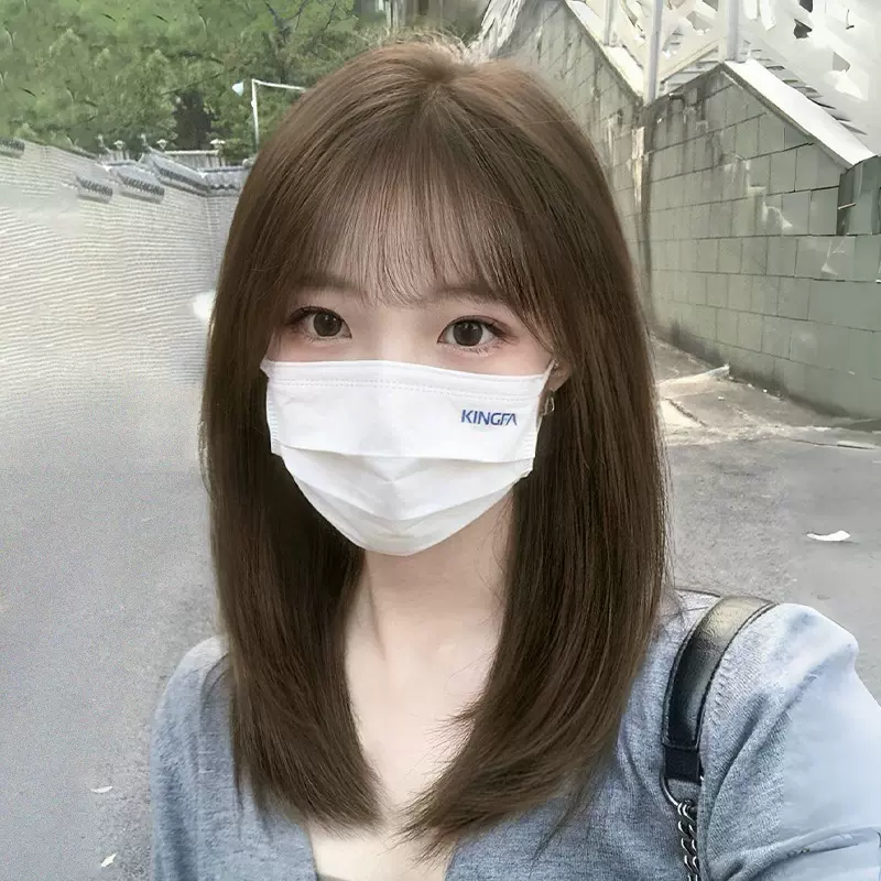 假发女中长发自然仿真人发丝层次全头套式锁骨发减龄整顶短发头套