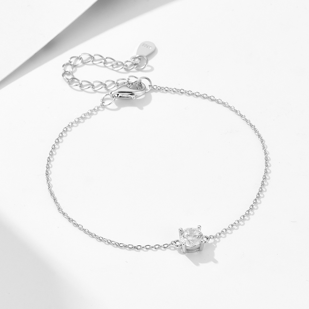 Pulsera de diamante simple básica diaria de plata de ley S925, estilo americano, diseño de nicho, sentido de lujo ligero, accesorios de todo fósforo