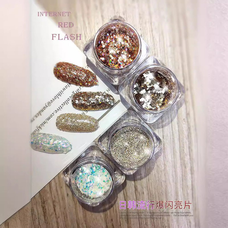 Factory direct nail art products sequins nail glitter powder optical chameleon powder gold Lady slag powder