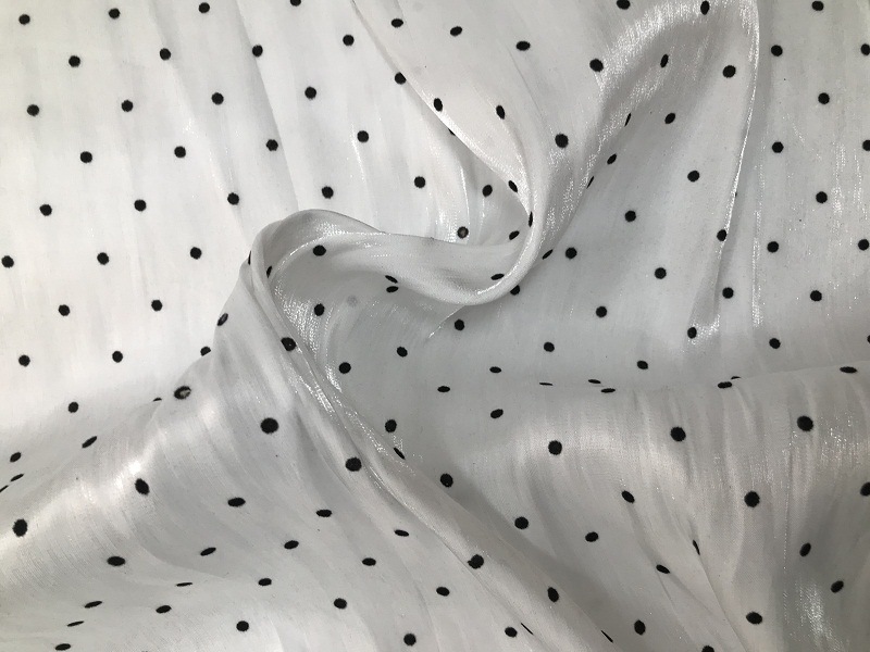 纯色亮泽海岛缎植绒 圆点花型 汉服襦裙婚礼服衬衣时装面料