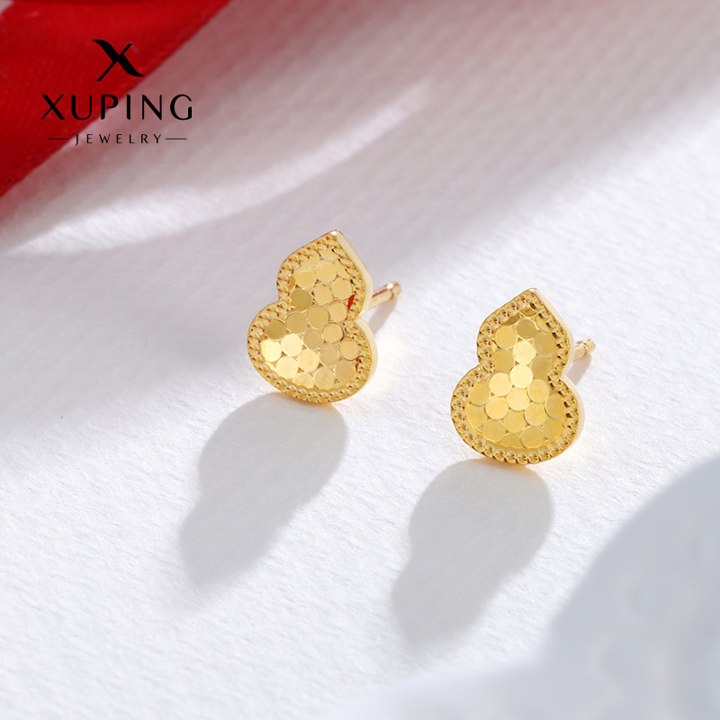Pendientes de Botón Xuping, Modernos, Chapados en Oro, Simples, Versátiles, Exquisitos, Sin Circonitas, Joyería al por Mayor Transfronteriza