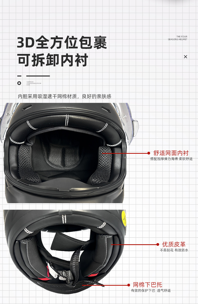 Voss New National Standard Cruise Cycling Motorcycle Electric Vehicle Full-Face Helmet Retro Motorcycle Open-Face All-Season Safety Helmet for Men and Women