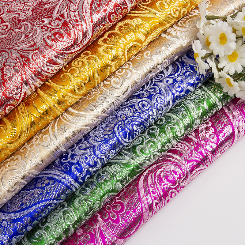 金银丝提花布织金布腰果花琵琶花演出服马夹箱包玻璃发夹夹层玩具