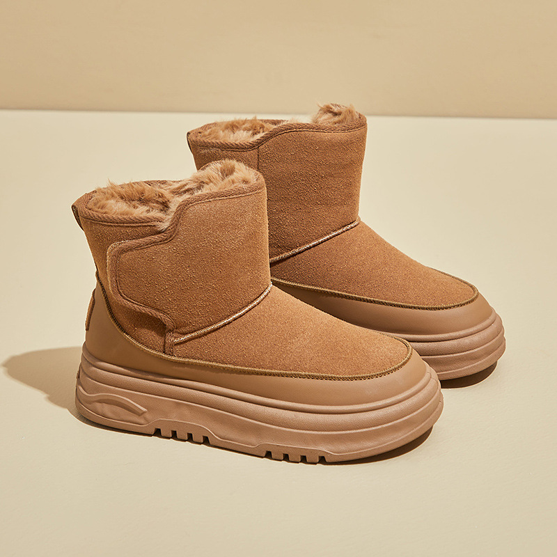 Botas de Nieve de Caña Alta para Mujer de Tela, Algodón y Peluche Sintético Térmicas para Uso Diario